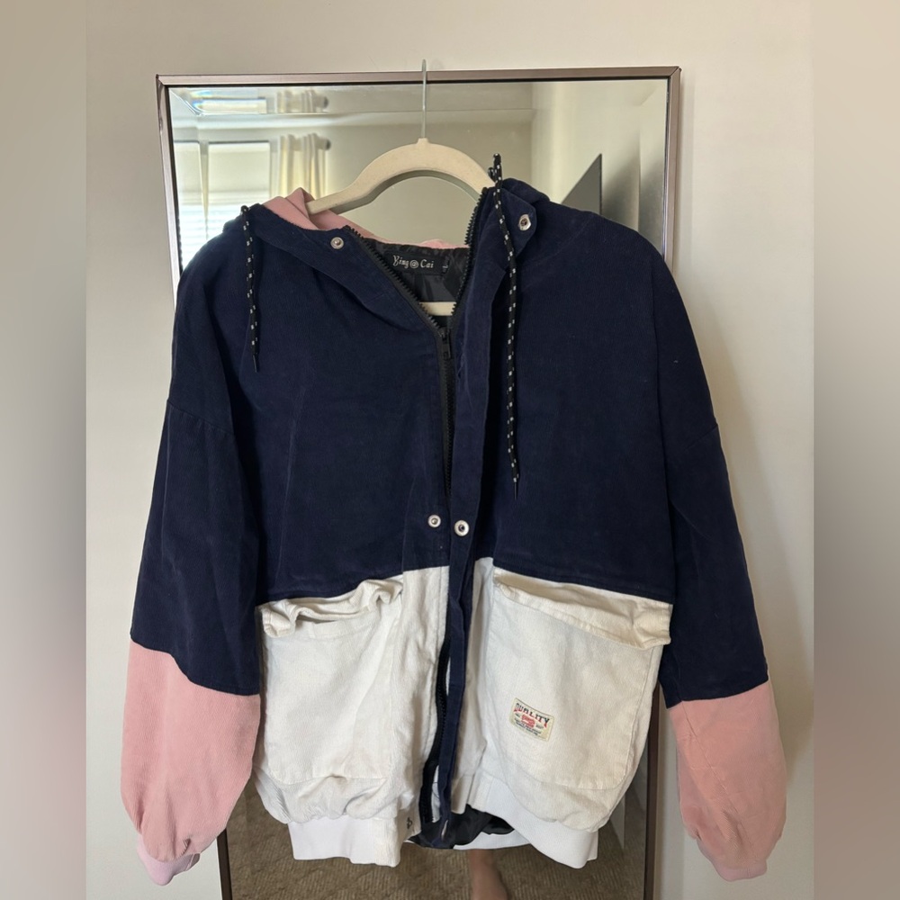 Colorblock Hooded Bomber Jacket